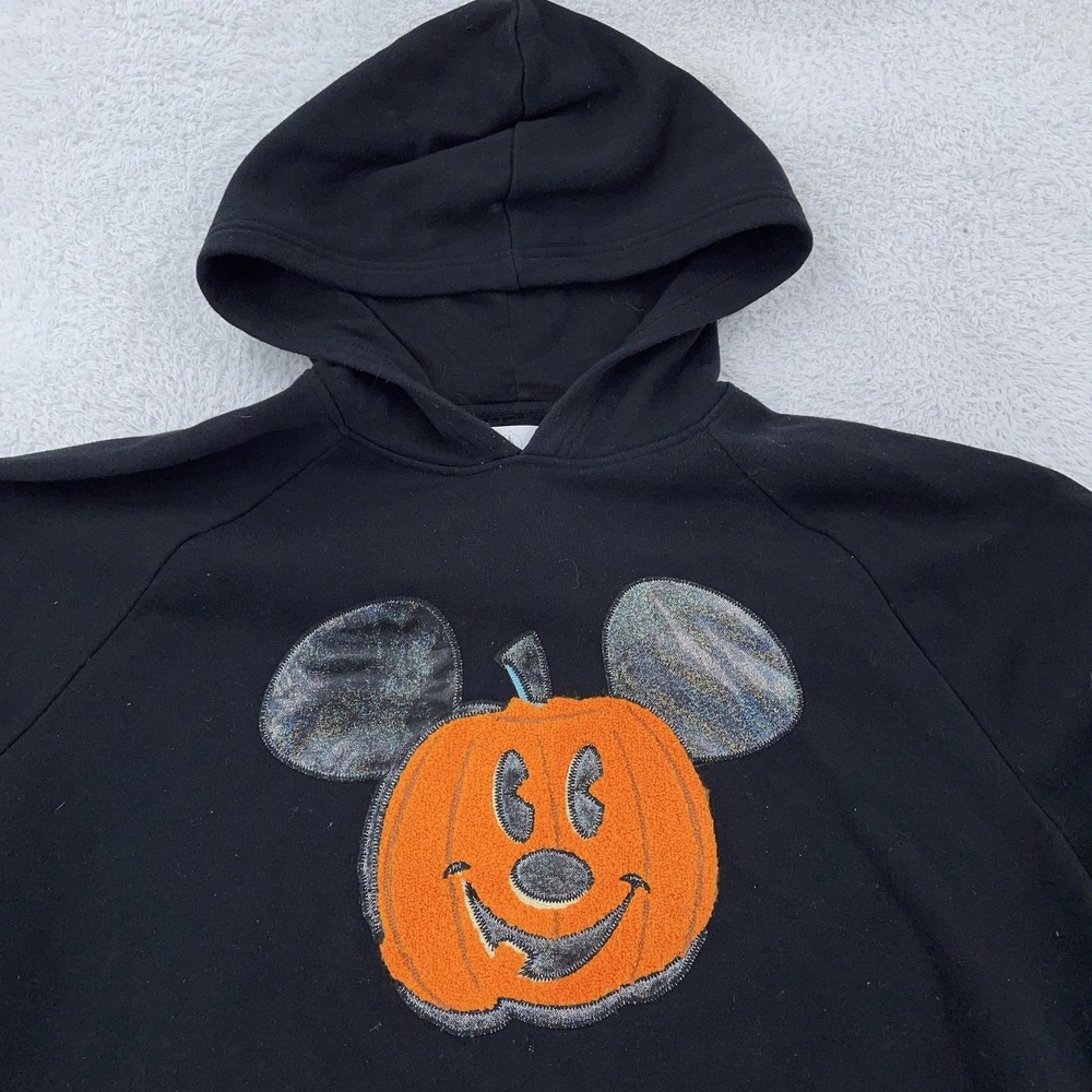 Walt Disney Mickey Mouse Pumpkin Hoodie Womens XL Halloween Sweatshirt Raglan